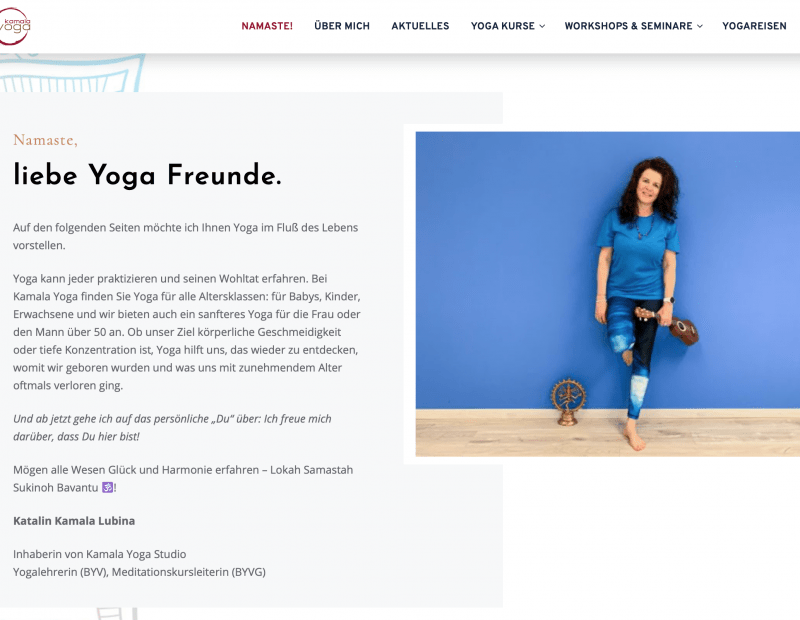 Neue Webseite Kamala Yoga